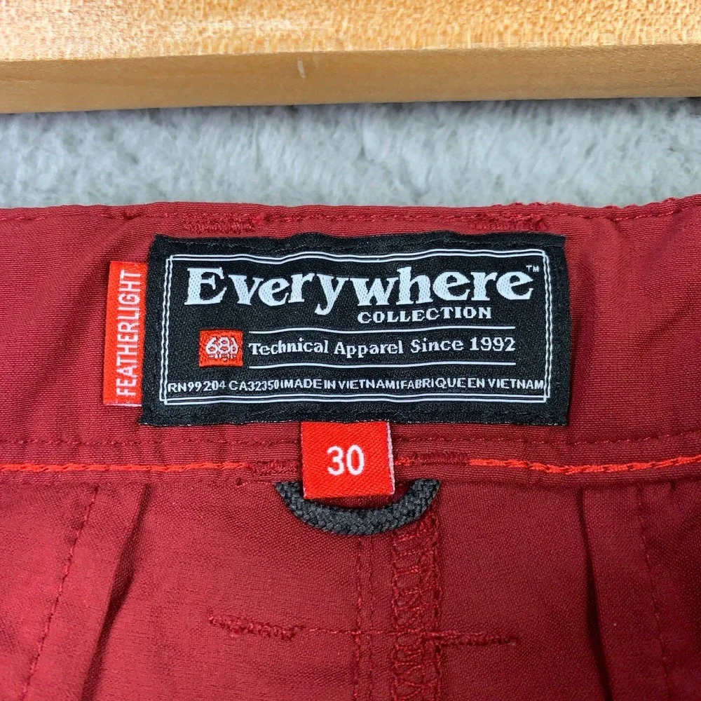 686 Everywhere Shorts Men's 30 Oxblood Featherlight Stretch Hiking Fishing Chino